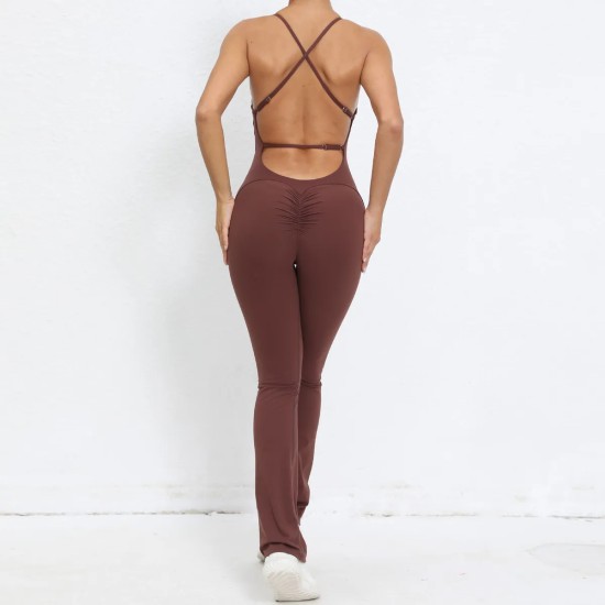 Adjustable Shoulder Strap Backless Women Yoga Jumpsuits