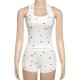 Women Fashion Sexy Love Printed Round Neck Sleeveless Tank Top Tight Shorts Pajamas Two-Piece Set