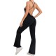 Adjustable Shoulder Strap Flared Yoga Sports Fitness Hollow Jumpsuits