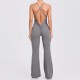 Adjustable Shoulder Strap Flared Yoga Sports Fitness Hollow Jumpsuits