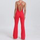 Adjustable Shoulder Strap Flared Yoga Sports Fitness Hollow Jumpsuits