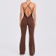 Adjustable Shoulder Strap Flared Yoga Sports Fitness Hollow Jumpsuits