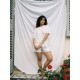 Women Fashion Casual Printed Short-Sleeve T-Shirt Loose Shorts Pajamas Two-Piece Set