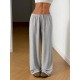 Women Fashion Casual Solid Color Lace-Up Wide Leg Loose Pants