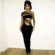 Women Fashion Stitching Slant Shoulder Tube Top Backless Sexy Slim Fit Cut Out Dress