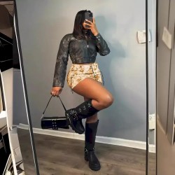 Women Fashion Sexy Printed Pleated Drawstring Pocket Skirt