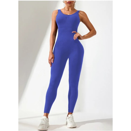 Women Fashion Sexy Solid Color Seamless U-Shaped Backless Sports Yoga Jumpsuits