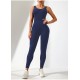 Women Fashion Sexy Solid Color Seamless U-Shaped Backless Sports Yoga Jumpsuits